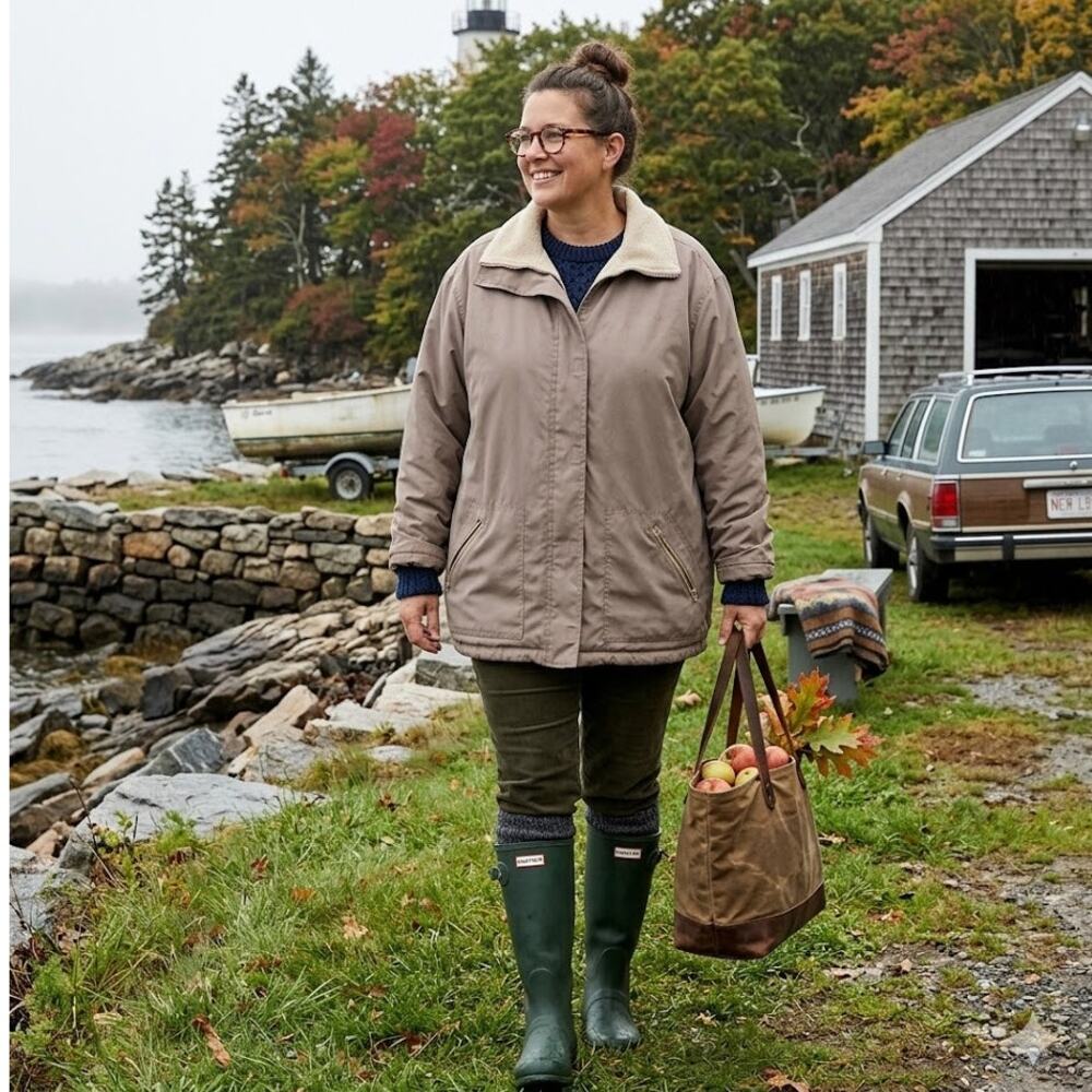 Outbrook Woman Tan Full Zip Jacket Fleece Lined Gorpcore Minimalist Size 1X